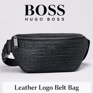 Hugo Boss Black Leather Logo Belt Bag / Crossbody